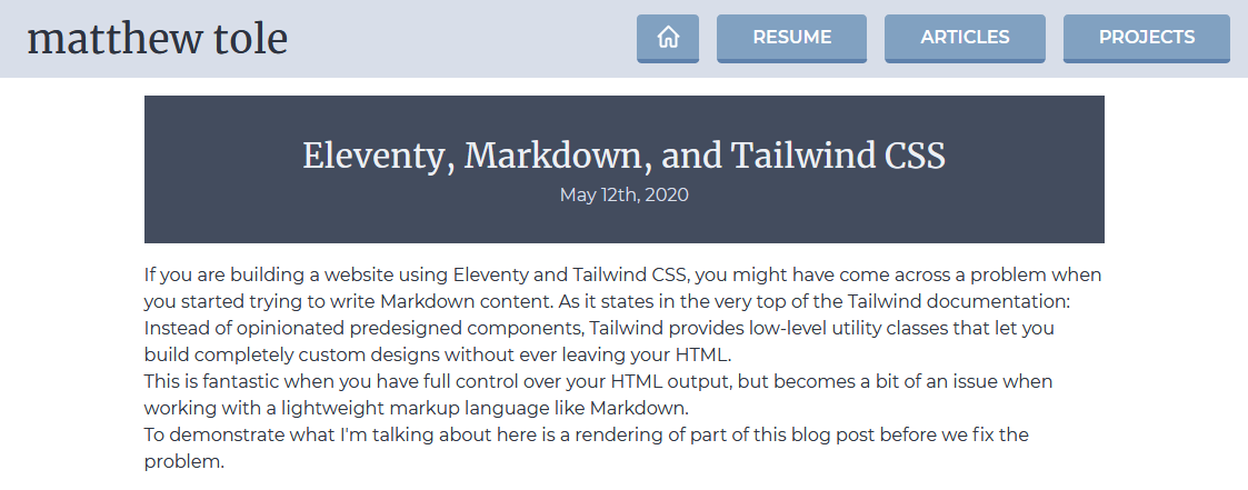 Screenshot of the unstyled article